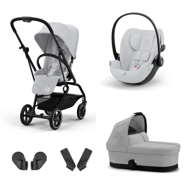 Poussette Cybex Eezy S Twist +2 BLK - Fog Grey + Coque Auto Cloud G i-Size - Fog Grey +  Nacelle Cot S - Fog Grey