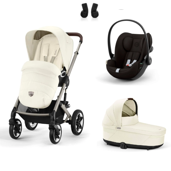 Poussette Cybex Talos S Lux 2 TPE - Seashell Beige + Nacelle Cot S Lux + Coque Auto 40-87cm Cybex Cloud G i-Size - Magic Black