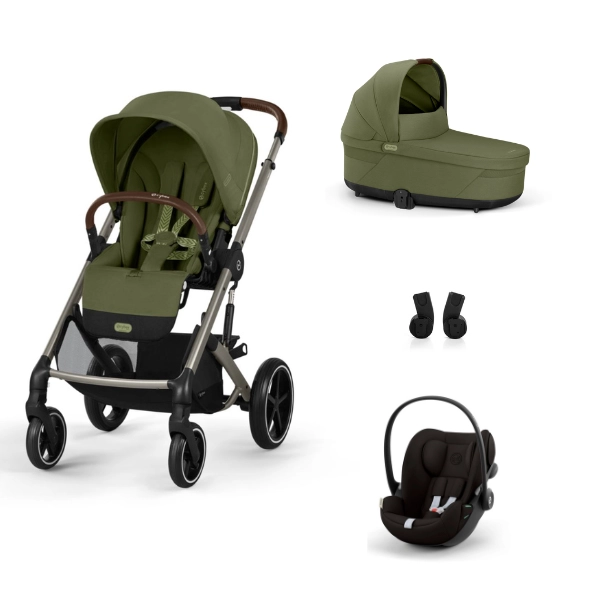 Poussette Cybex Balios S Lux 2 TPE - Moss Green + Nacelle Cot S Lux + Coque Auto Cloud G i-Size - Magic Black