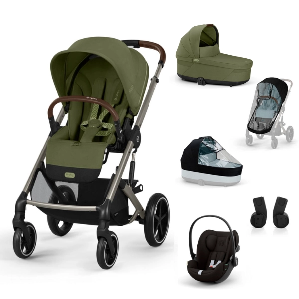 Poussette Cybex Balios S Lux 2 TPE - Moss Green + Nacelle Cot S Lux + Coque Auto Cloud G i-Size - Magic Black + Accessoires Offerts