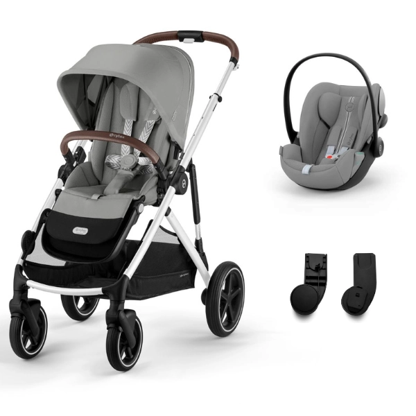 Poussette Cybex Gazelle S2 SLV - Stone Grey + Coque Auto Cloud G i-Size - Stone Grey (Stone Grey)