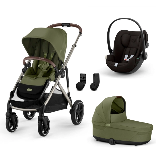 Poussette Cybex Gazelle S2 TPE - Moss Green + Nacelle Gazelle Cot + Coque Auto Cloud G i-Size - Magic Black