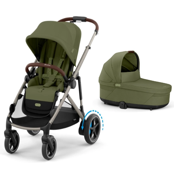 Poussette Cybex eGazelle S2 TPE - Moss Green + Nacelle Gazelle Cot - Moos Green