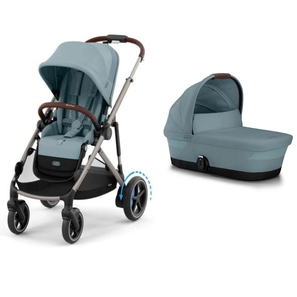 Poussette Cybex eGazelle S2 TPE - Stormy Blue + Nacelle Gazelle Cot - Stormy Blue