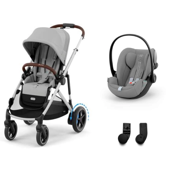 Poussette Cybex eGazelle S2 SLV - Stone Grey + Coque Auto Cloud G i-Size - Stone Grey (Stone Grey)