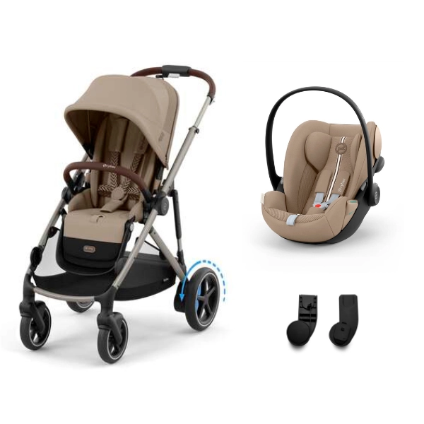 Poussette Cybex eGazelle S2 TPE - Almond Beige + Coque Auto Cloud G i-Size - Almond Beige (Plus)