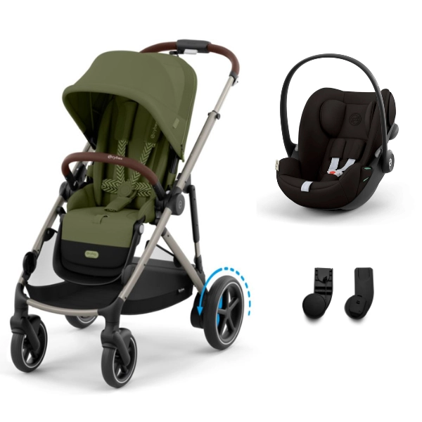 Poussette Cybex eGazelle S2 TPE - Moss Green + Coque Auto Cloud G i-Size - Magic Black