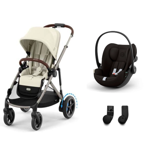 Poussette Cybex eGazelle S2 TPE - Seashell Beige + Coque Auto Cloud G i-Size - Magic Black