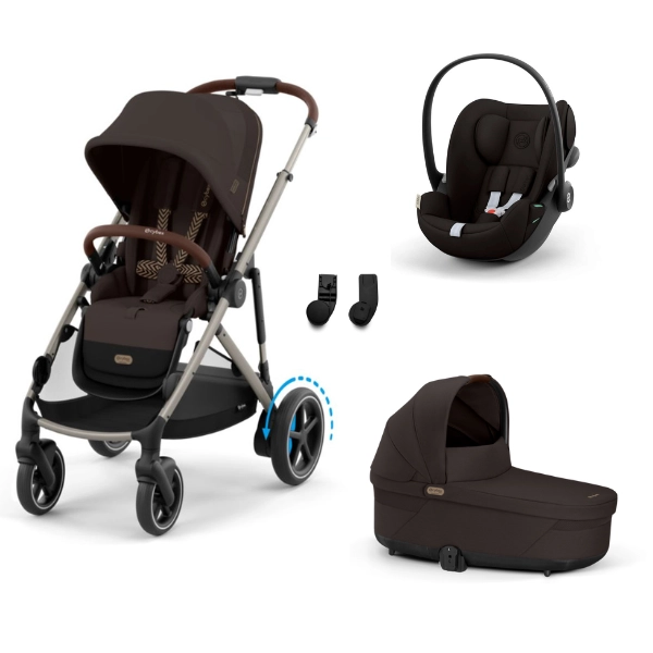 Poussette Cybex eGazelle S2 TPE - Chocolate Brown + Nacelle Gazelle Cot + Coque Auto Cloud G i-Size - Magic Black