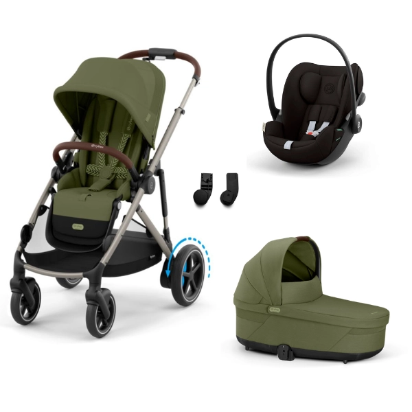 Poussette Cybex eGazelle S2 TPE - Moss Green + Nacelle Gazelle Cot + Coque Auto Cloud G i-Size - Magic Black