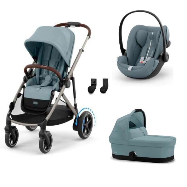Poussette Cybex eGazelle S2 TPE - Stormy Blue + Nacelle Gazelle Cot + Coque Auto Cloud G i-Size - Stormy Blue (Plus)