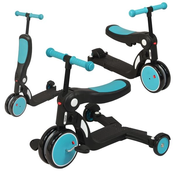 Scootizz, draisienne évolutive 5 en 1 Looping avec barre de poussée + Casque Enfant - Bleu