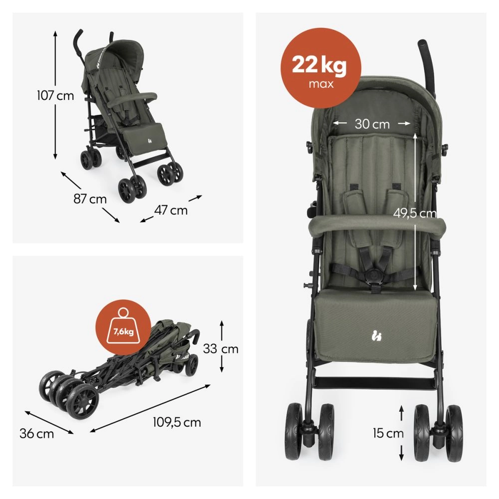 Poussette Fold N Care Olive - Olive