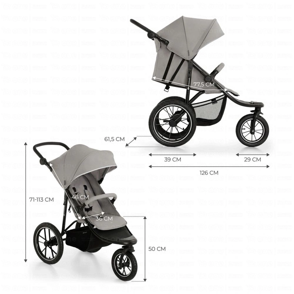 Poussette tout-terrain HELSI 2 - Kinderkraft - gris