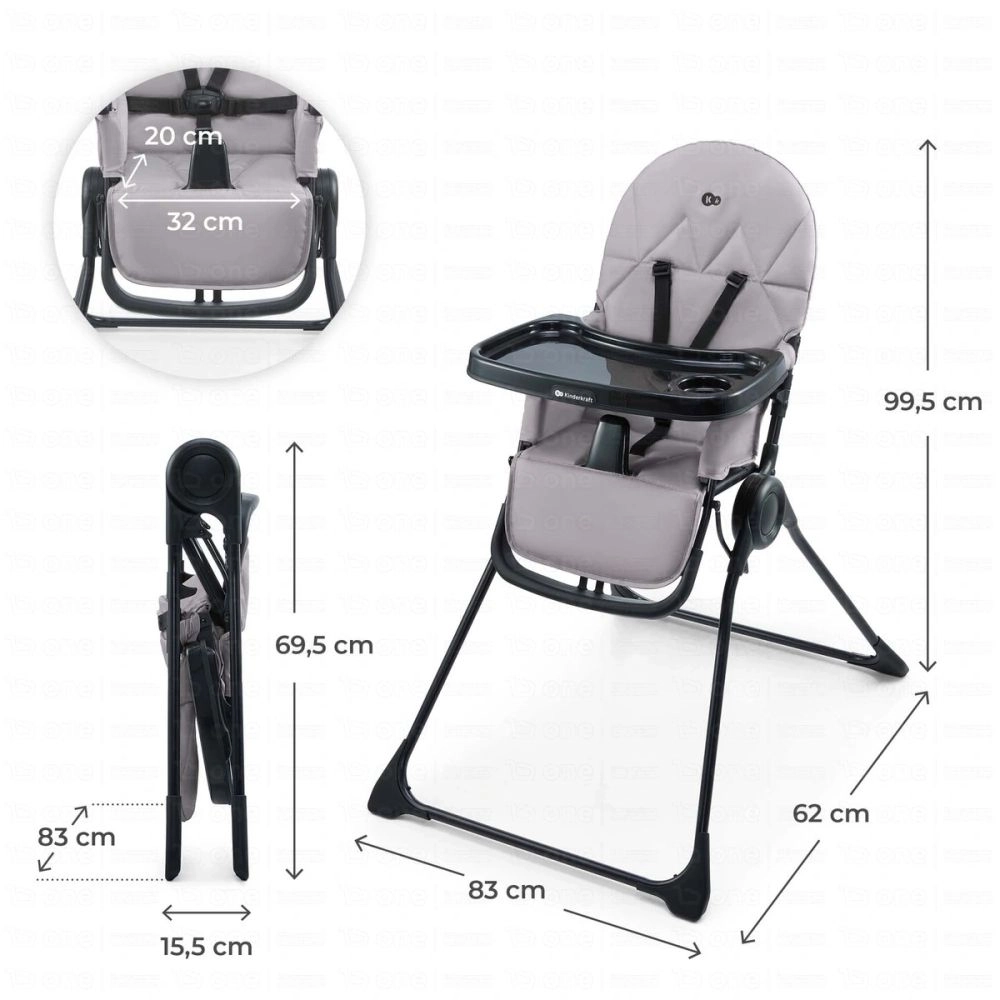 Chaise haute BINCI - Kinderkraft - gris