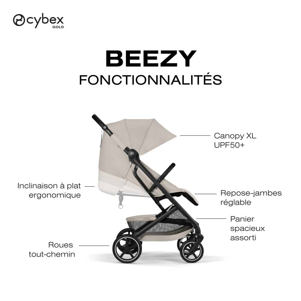 Poussette Compacte et Citadine Beezy 4 - CYBEX - Dune Grey