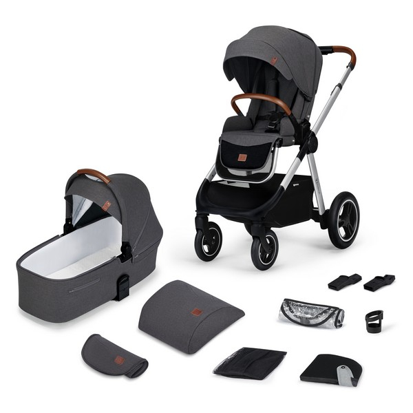 Poussette Kinderkraft Everyday + Nacelle - Dark Grey/ Châssis Silver