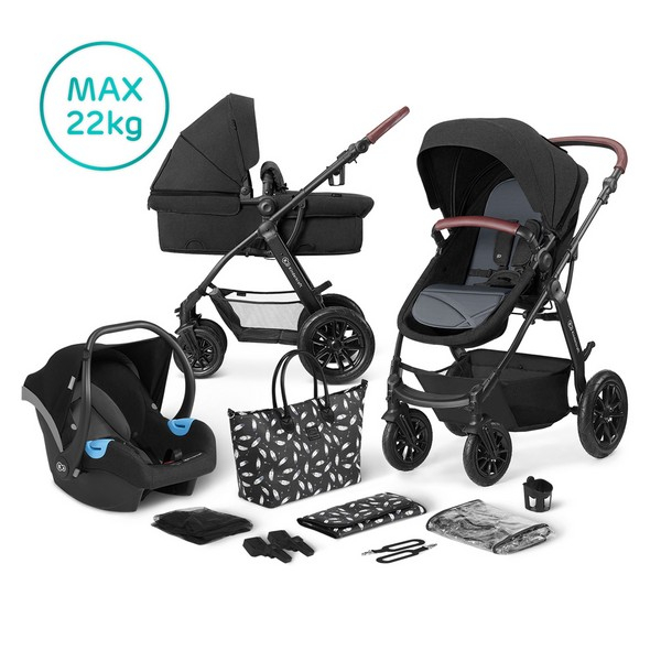 Poussette Kinderkraft XMoov + Nacelle + Coque Auto Mink - Black