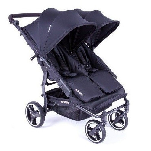 Poussette Double Baby Monsters Easy Twin 3S Light - Châssis Noir/ Canopys Noirs + 2nd Canopy