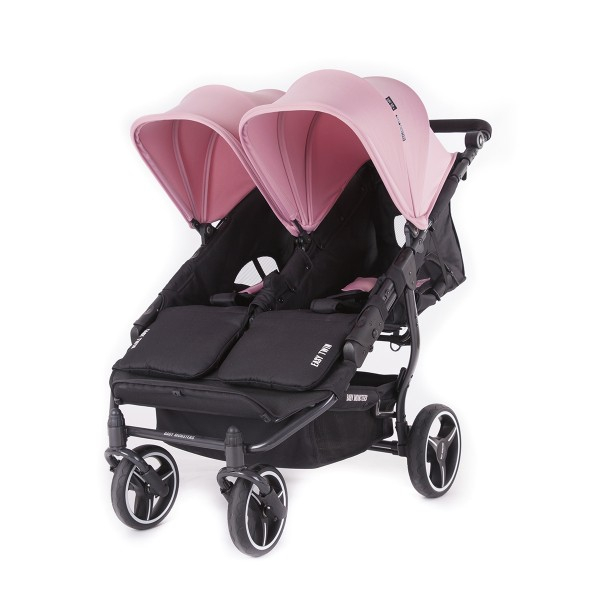Poussette Double Baby Monsters Easy Twin 3S Light - Châssis Noir/ Canopys Milkshake + 2nd Canopy Offert