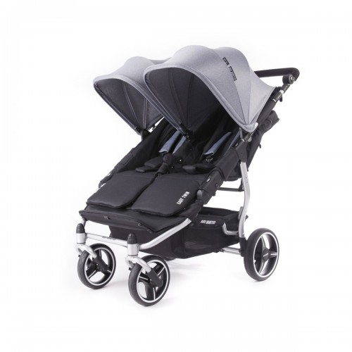 Poussette Double Baby Monsters Easy Twin 3S Light - Châssis Silver/ Canopys Heather Grey