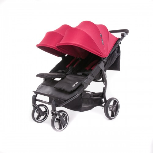 Poussette Double Baby Monsters Easy Twin 3S Light - Châssis Silver/ Canopys Bordeaux