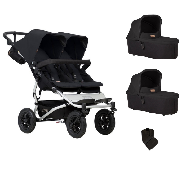 Poussette Double Mountain Buggy Duet V3.2 - Black + 2 Nacelles Plus