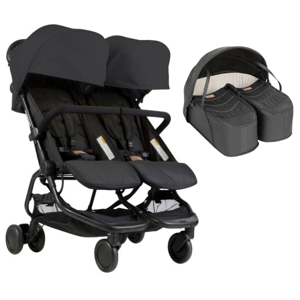 Poussette Double Mountain Buggy Nano Duo - Black + Cocoon Jumeaux