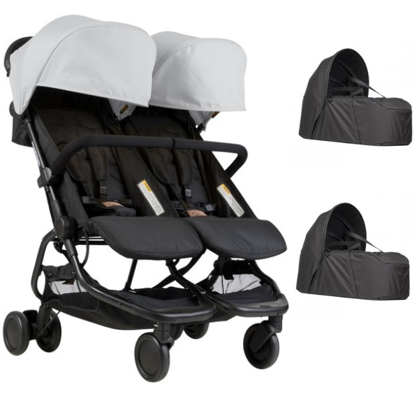 Poussette Double Mountain Buggy Nano Duo - Silver + 2 Cocoon V2