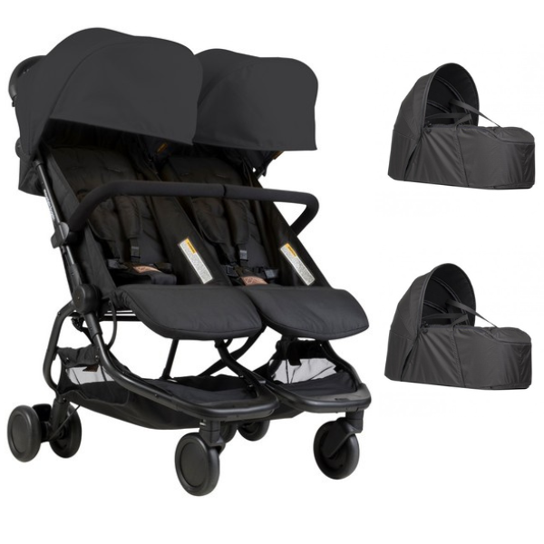 Poussette Double Mountain Buggy Nano Duo - Black + 2 Cocoon V2