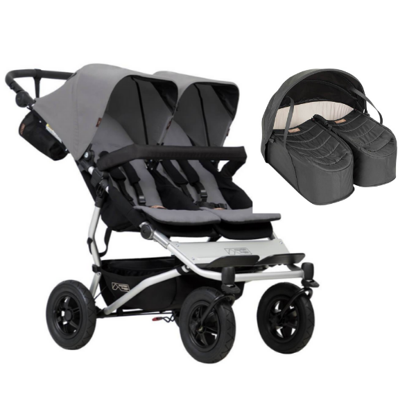 Poussette Double Mountain Buggy Duet V3.2 - Silver + Cocoon Jumeaux