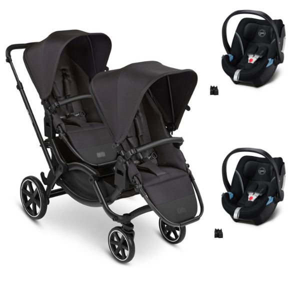 Poussette Double ABC Design Zoom - Ink + 2 Coques Auto Cybex Aton 5 - Deep Black
