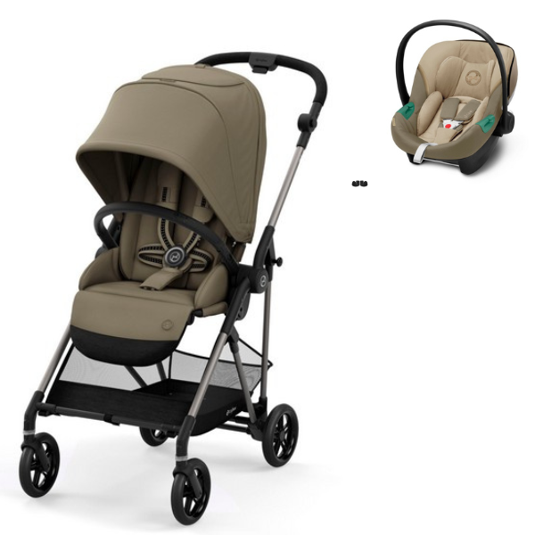 Poussette Cybex Melio 2 Châssis Bronze + Coque Auto Aton S2 - Classic Beige