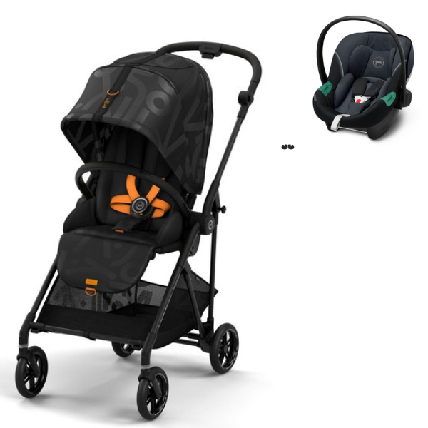Poussette Cybex Melio Street - Real Black + Coque Auto Aton S2 - Granite Black