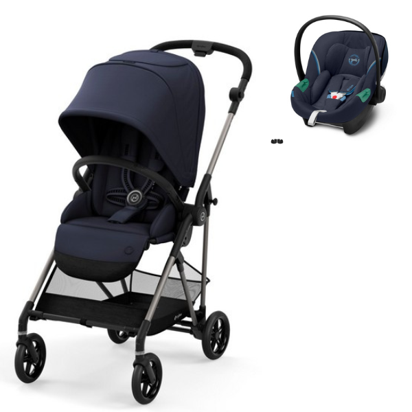 Poussette Cybex Melio 2 Châssis Bronze + Coque Auto Aton S2 - Navy Blue
