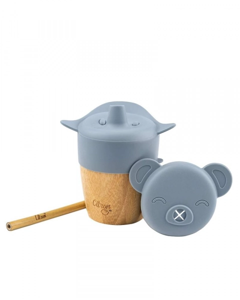 Tasse d'Apprentissage Citron Bambou - Dusty Blue