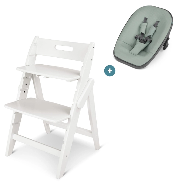 Chaise Haute Moji Yippy Plain - Snow + Assise Nouveau-Né - Mint