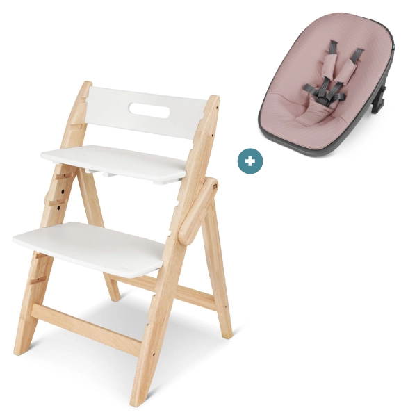 Moji Yippy Tune High Chair - Cotton + Newborn Seat - Rosegold