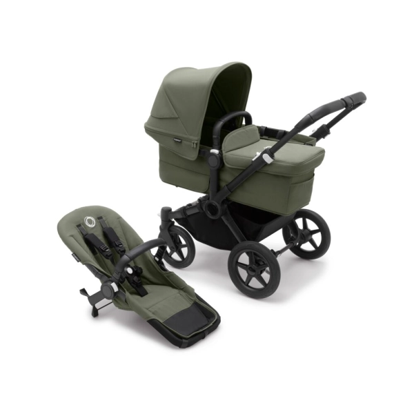 Poussette Bugaboo Donkey 5 Mono - Châssis Noir + Nacelle - Vert Forêt