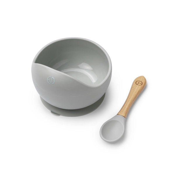 Elodie Meal Set Silicone Bowl + Spoon - Mineral Green