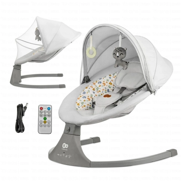 Balancelle/Transat électrique 2en1 LUMI 2 - Kinderkraft - gris clair