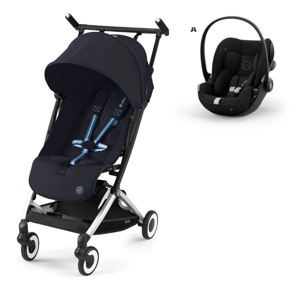 Poussette Cybex Libelle - Châssis Silver/ Dark Navy Blue (2024) + Coque Auto Cloud G i-Size - Magic Black