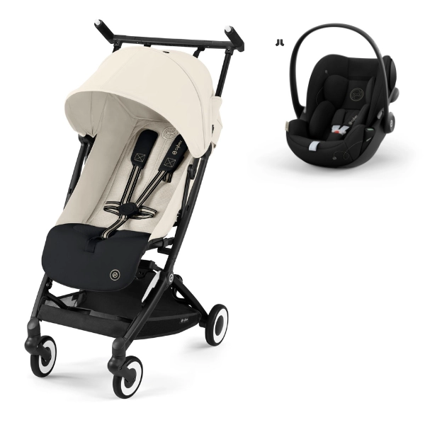 Poussette Cybex Libelle - Châssis Black/ Canvas White (2024)+ Coque Auto Cloud G i-Size - Magic Black