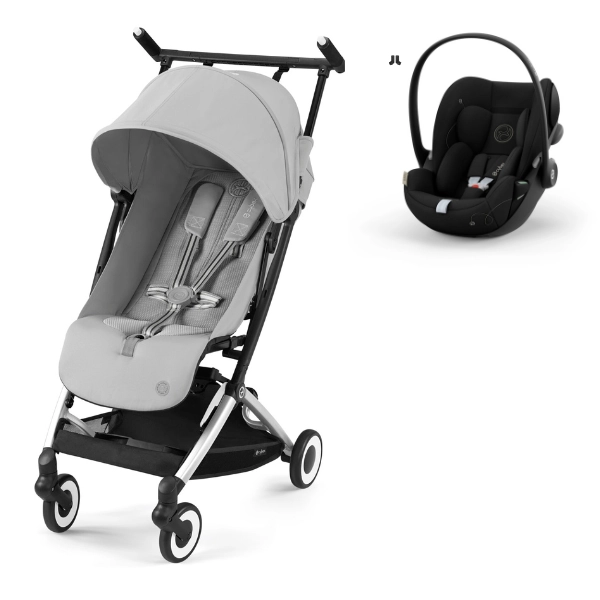 Poussette Cybex Libelle - Châssis Silver/ Fog Grey (2024) + Coque Auto Cloud G i-Size - Moon Black