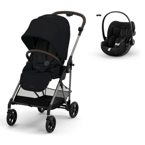 Poussette Cybex Melio 4 Châssis Taupe - Magic Black + Coque Auto Cloud G i-Size - Moon Black