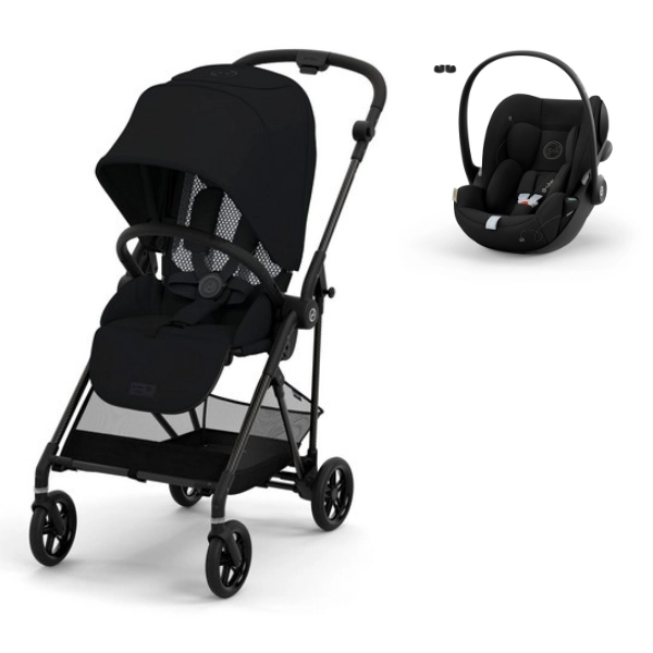 Poussette Cybex Melio 4 Châssis Carbon - Magic Black + Coque Auto Cloud G i-Size - Moon Black