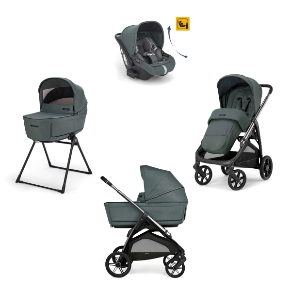 Poussette Inglesina (Système Quattro Aptica Darwin Recline) Litio Black - Emerald Green