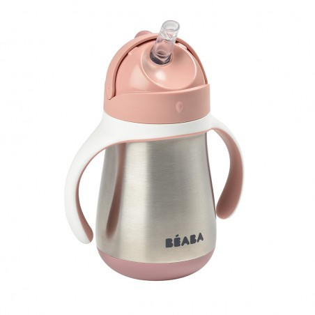 Tasse Paille Inox 250ml Béaba - Old Pink