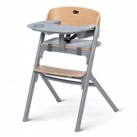 Chaise haute LIVY avec plateau - Kinderkraft - bois/gris