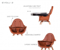 Chaise Haute Childhome Evolu 2 - Naturel/Rouille